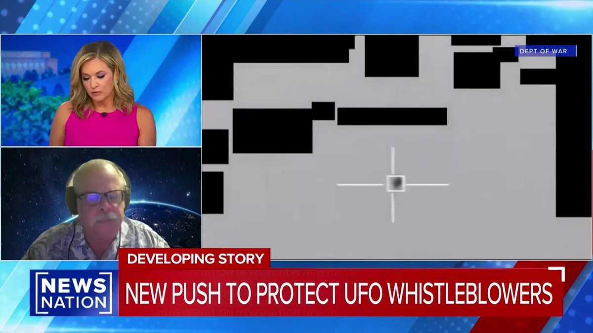 Eric Davis appearing on NewsNation's Katie Pavlich Tonight discussing recovered non-human bodies