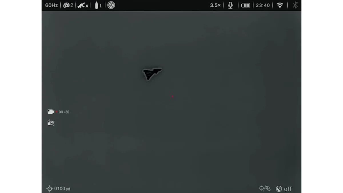 Thermal image of an unidentified aircraft captured near Area 51, showing a tailless design with cranked-kite wings and canards. Image credit: Project Fear