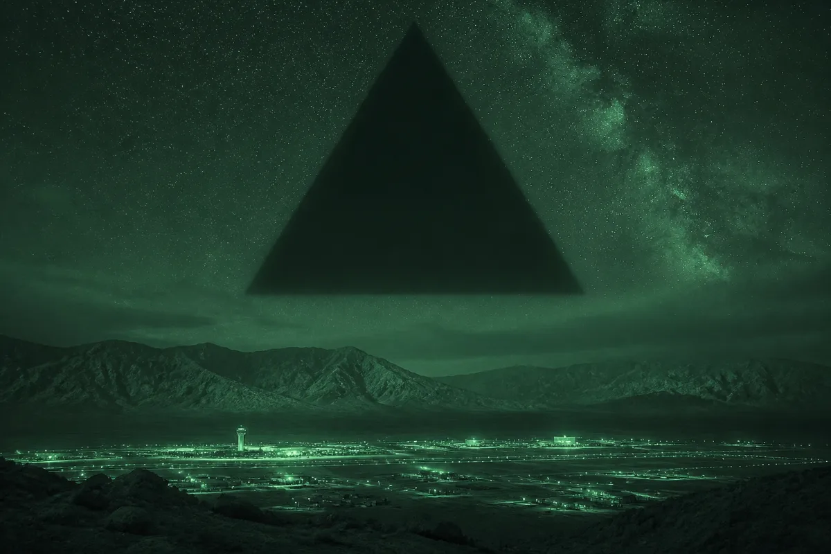 Declassified infrared still of a triangular object, from a Defense Department UAP release