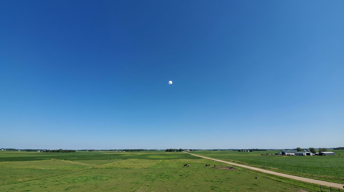 Illustration of the bright white object seen over farmland near Mishicot on May 24, 2025